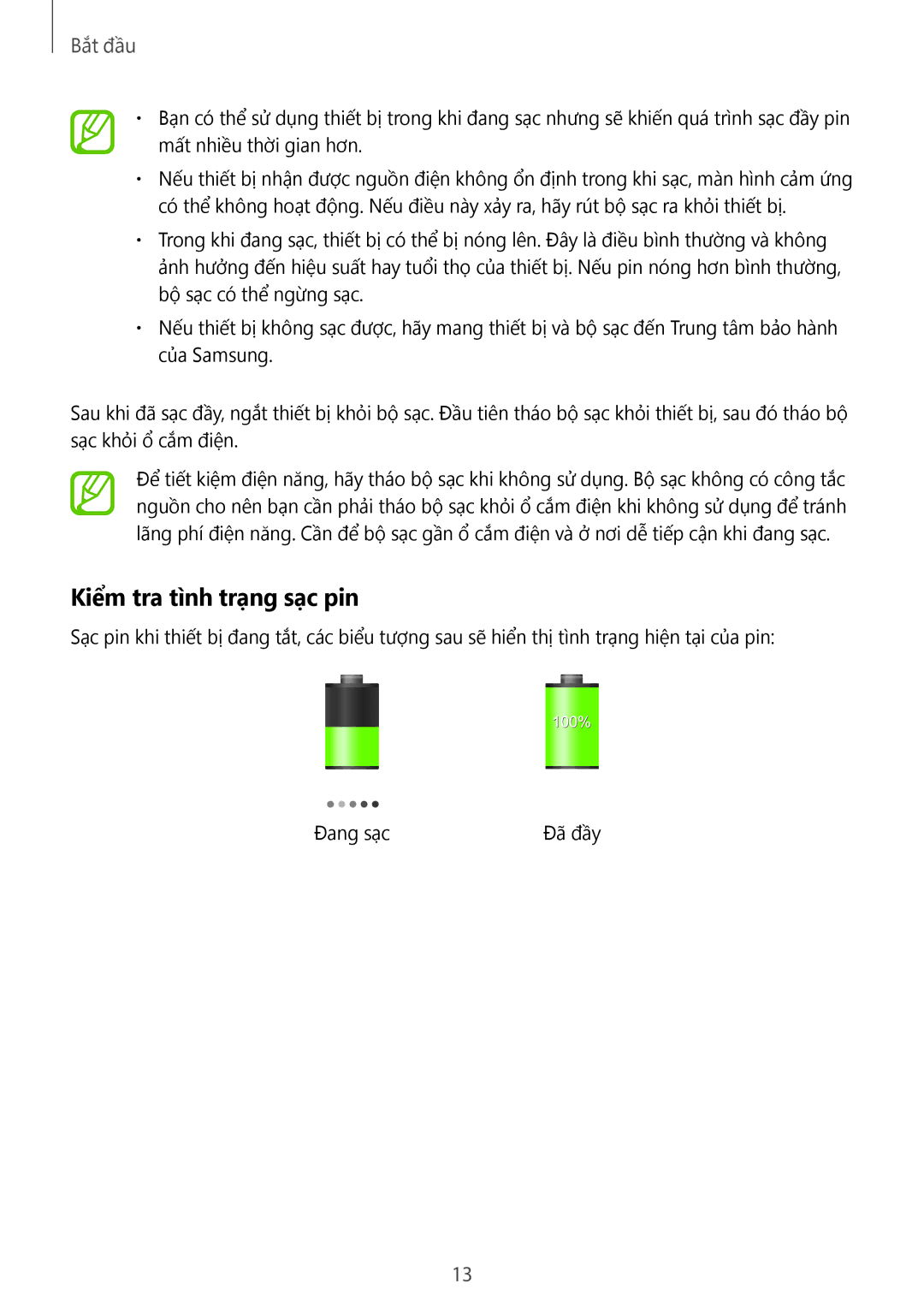Samsung SM-T3110ZWAXXV manual Kiểm tra tình trạng sạc pin 