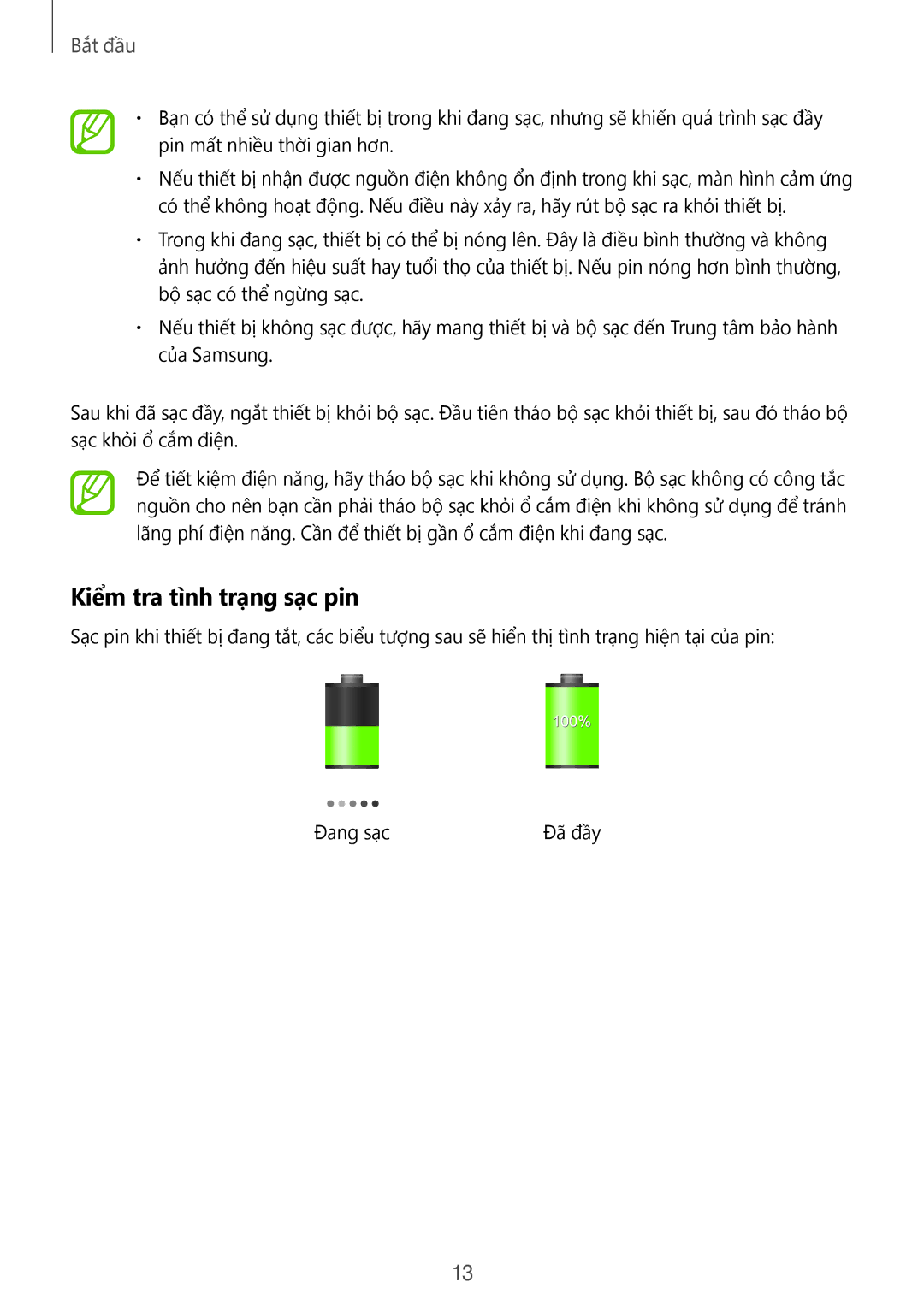 Samsung SM-T3110ZWAXXV manual Kiểm tra tình trạng sạc pin 