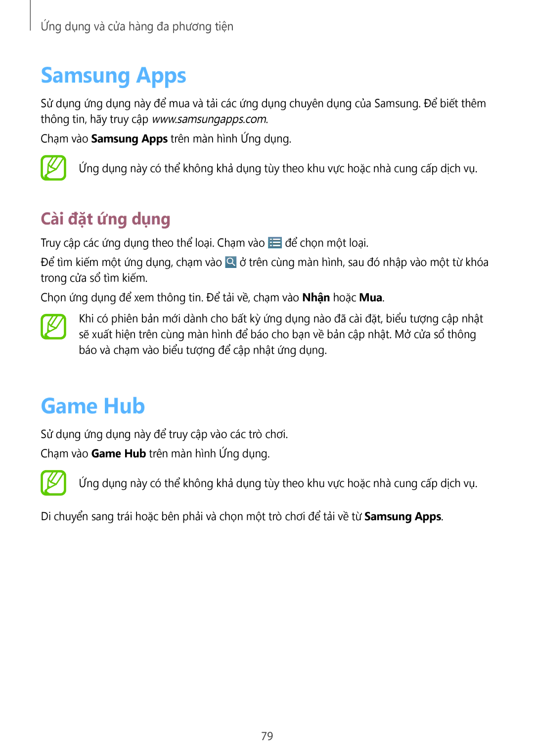 Samsung SM-T3110ZWAXXV manual Samsung Apps, Game Hub 