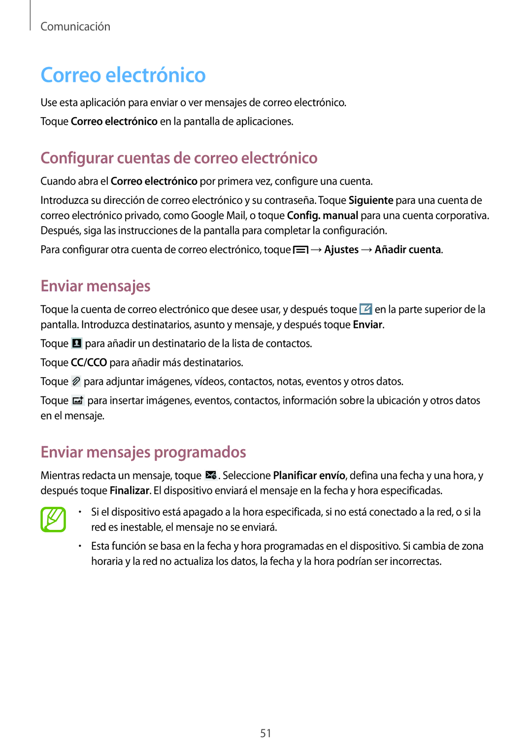 Samsung SM-T3150ZWAATL manual Correo electrónico, Configurar cuentas de correo electrónico 