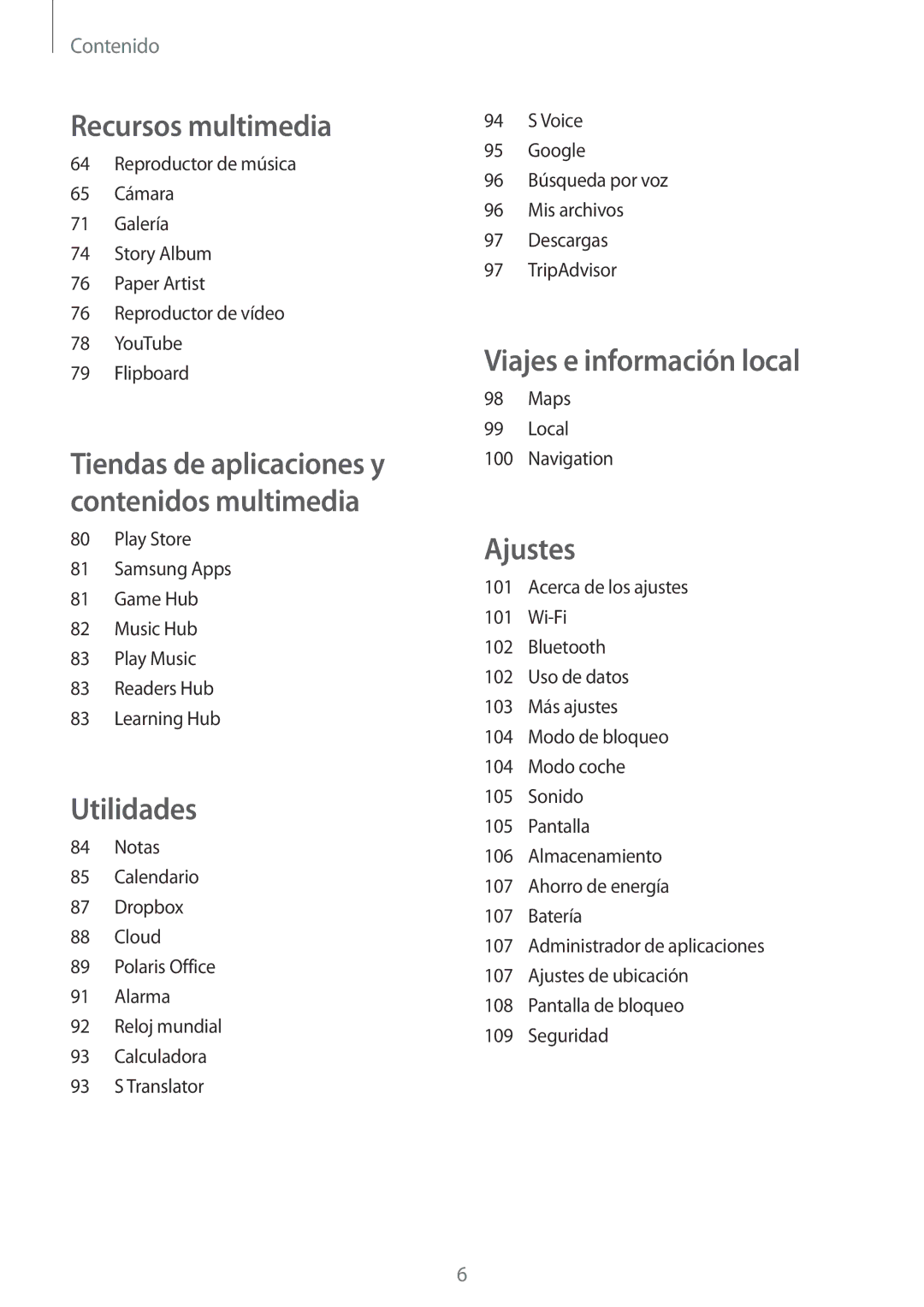 Samsung SM-T3150ZWAATL manual Viajes e información local 