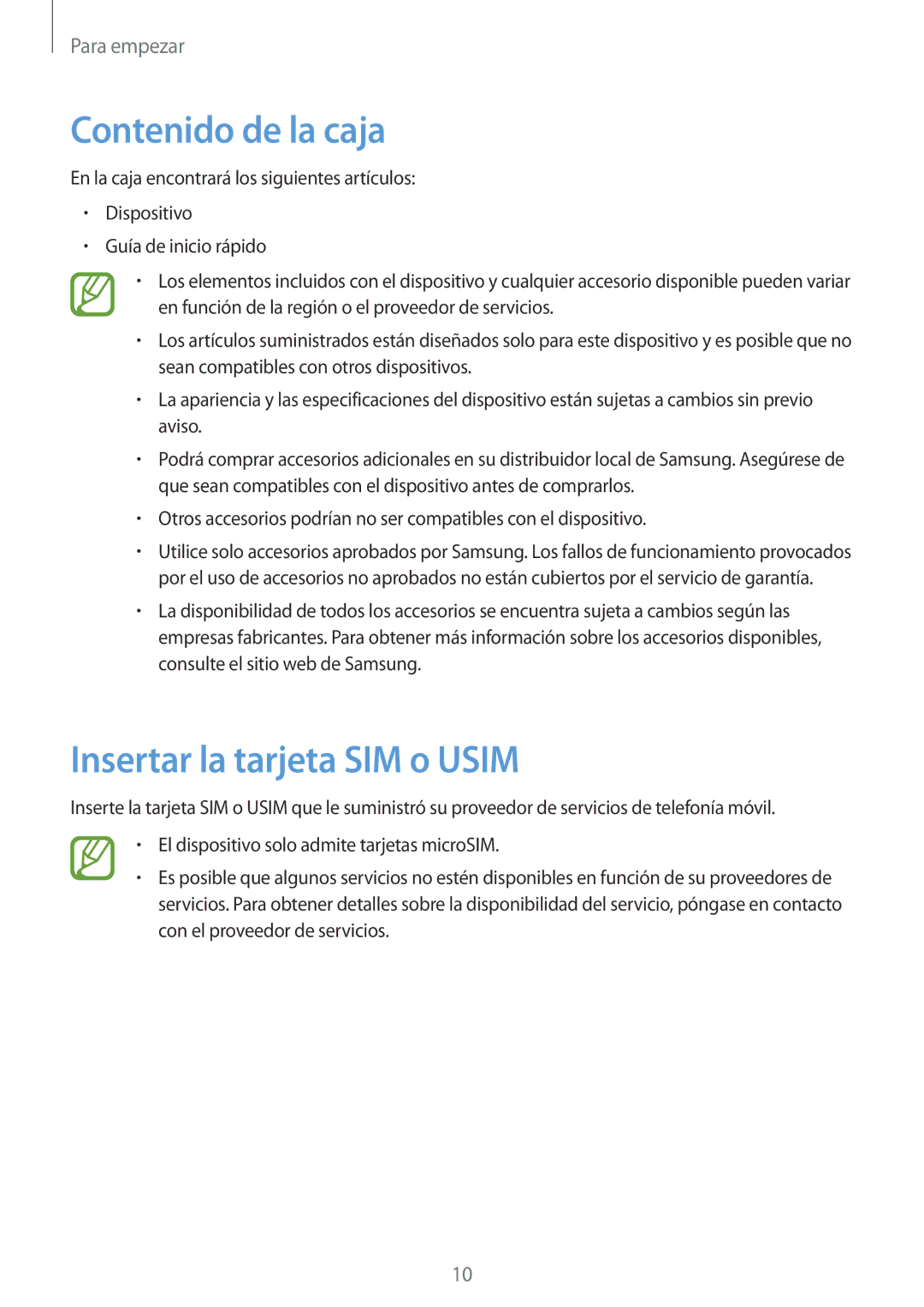 Samsung SM-T3150ZWAATL manual Contenido de la caja, Insertar la tarjeta SIM o Usim 