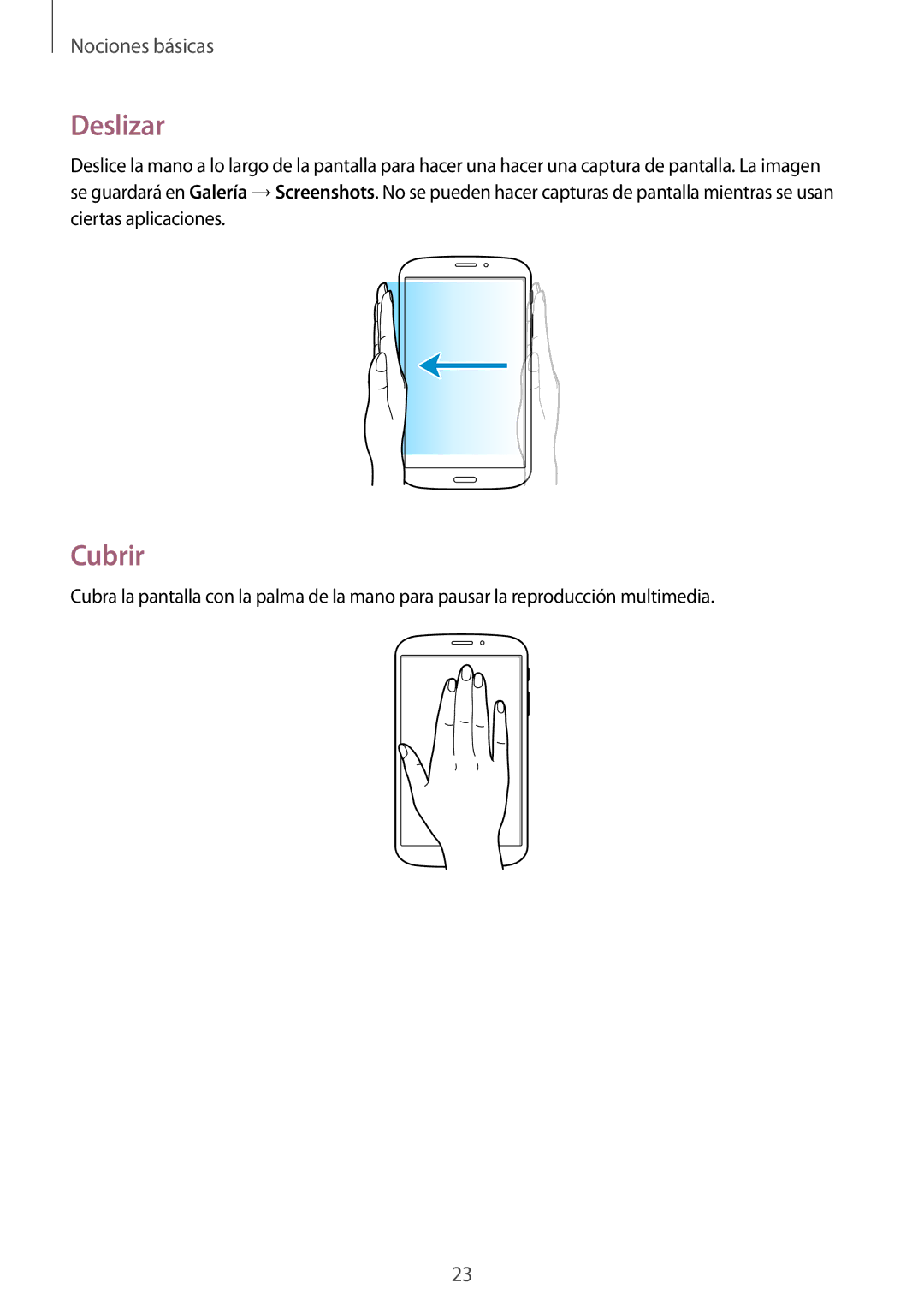 Samsung SM-T3150ZWAATL manual Deslizar, Cubrir 