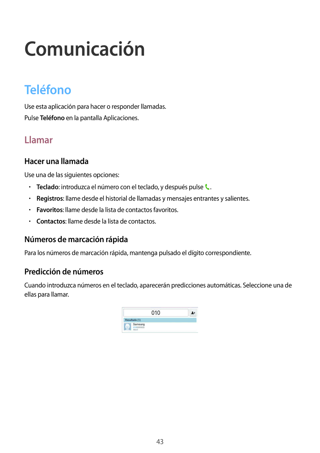 Samsung SM-T3150ZWAATL manual Comunicación, Teléfono, Llamar 