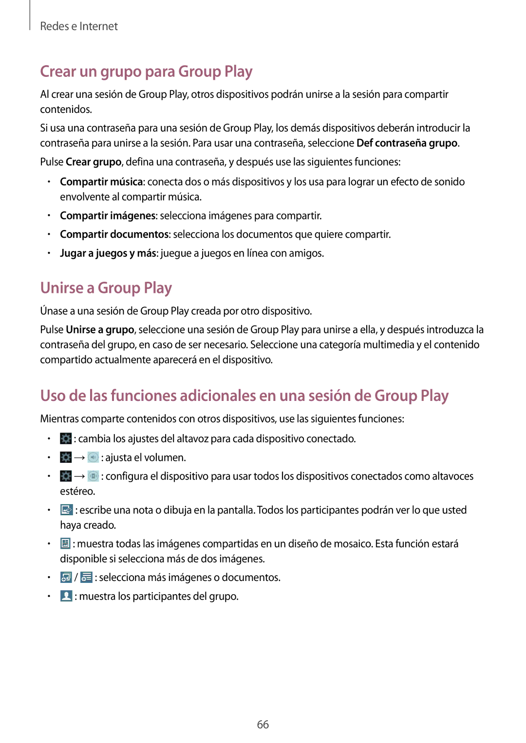 Samsung SM-T3150ZWAATL manual Crear un grupo para Group Play, Unirse a Group Play 