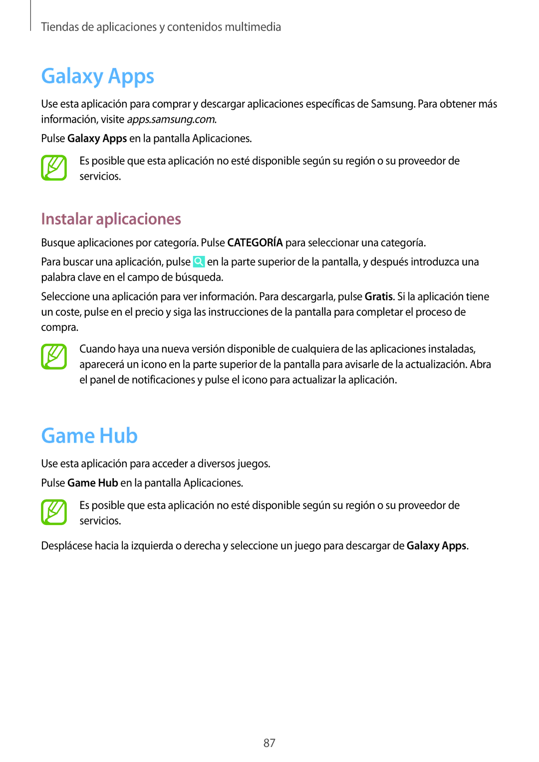 Samsung SM-T3150ZWAATL manual Galaxy Apps, Game Hub 