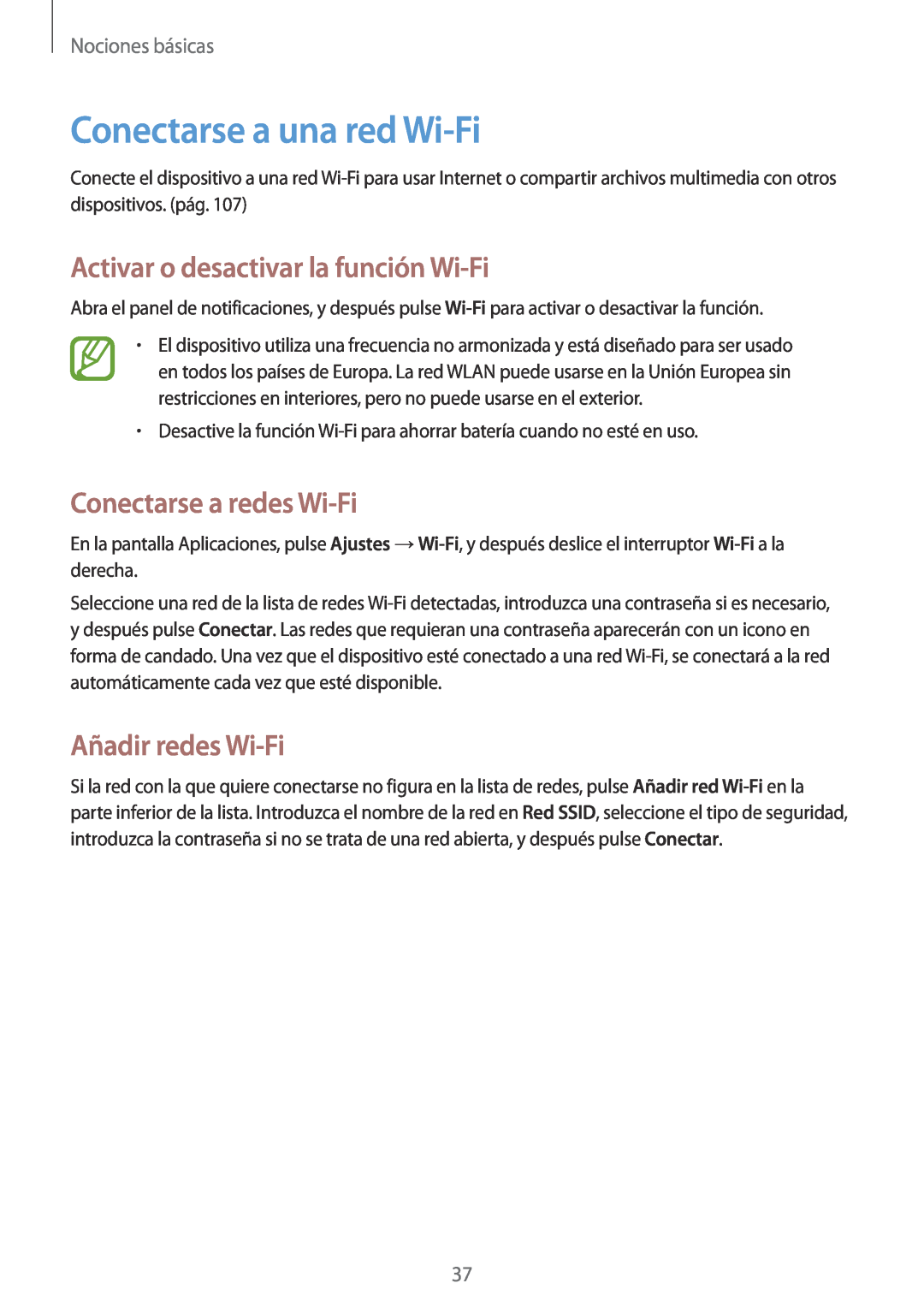 Samsung SM-T3150ZWAATL manual Conectarse a una red Wi-Fi, Activar o desactivar la función Wi-Fi, Conectarse a redes Wi-Fi 