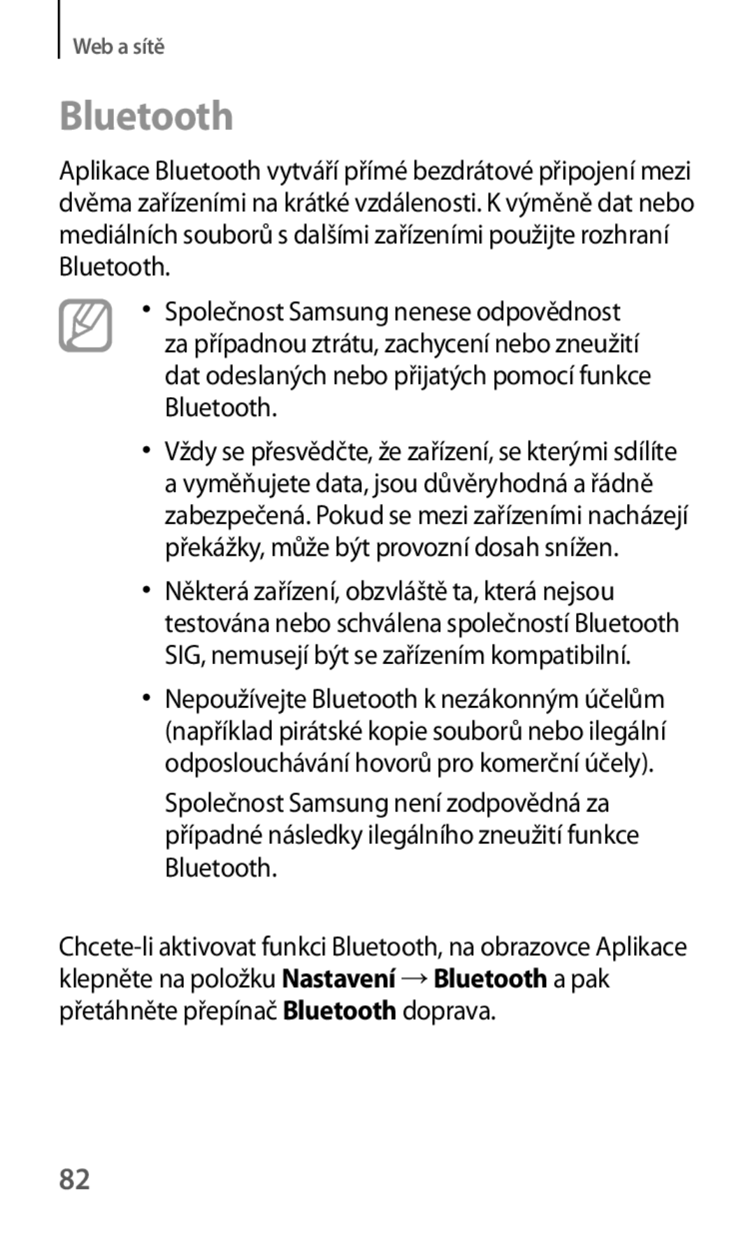 Samsung SM-T3150ZWAXEZ, SM-T3150ZWAAUT, SM-T3150ZWAMAX manual Bluetooth 