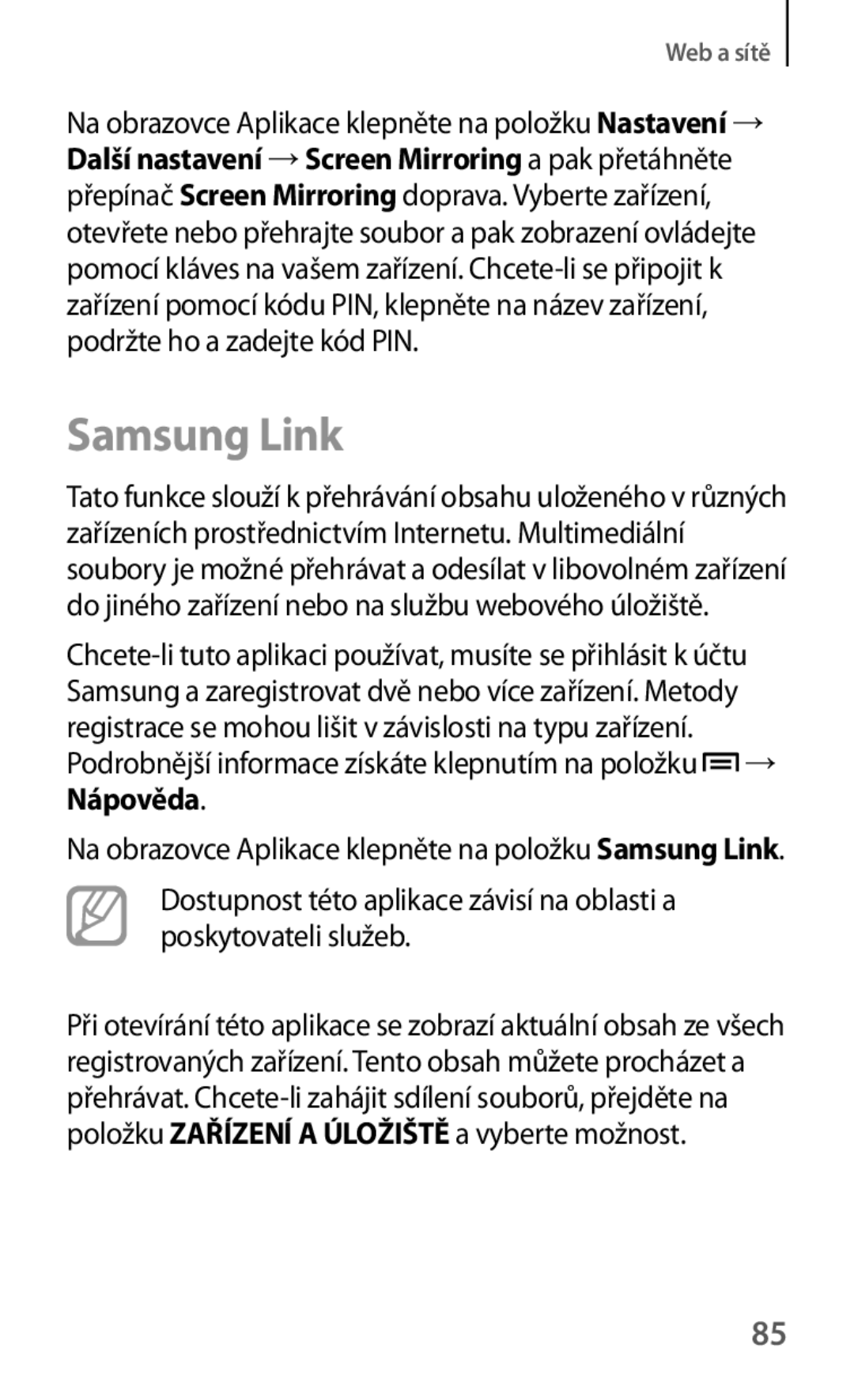 Samsung SM-T3150ZWAXEZ, SM-T3150ZWAAUT, SM-T3150ZWAMAX manual Samsung Link 