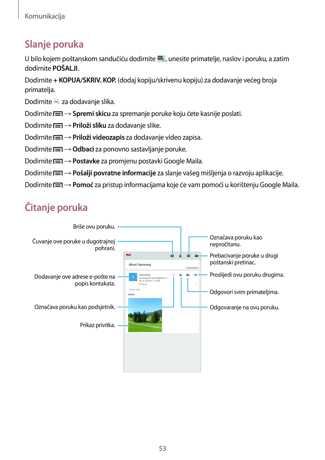 Samsung SM-T3150MKACRO, SM-T3150ZWACRO manual Odgovaranje na ovu poruku 