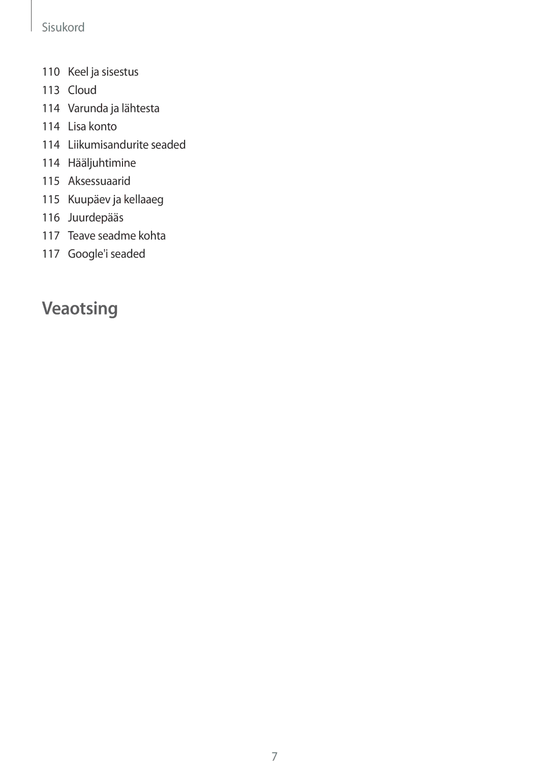 Samsung SM-T3150ZWASEB manual Veaotsing 