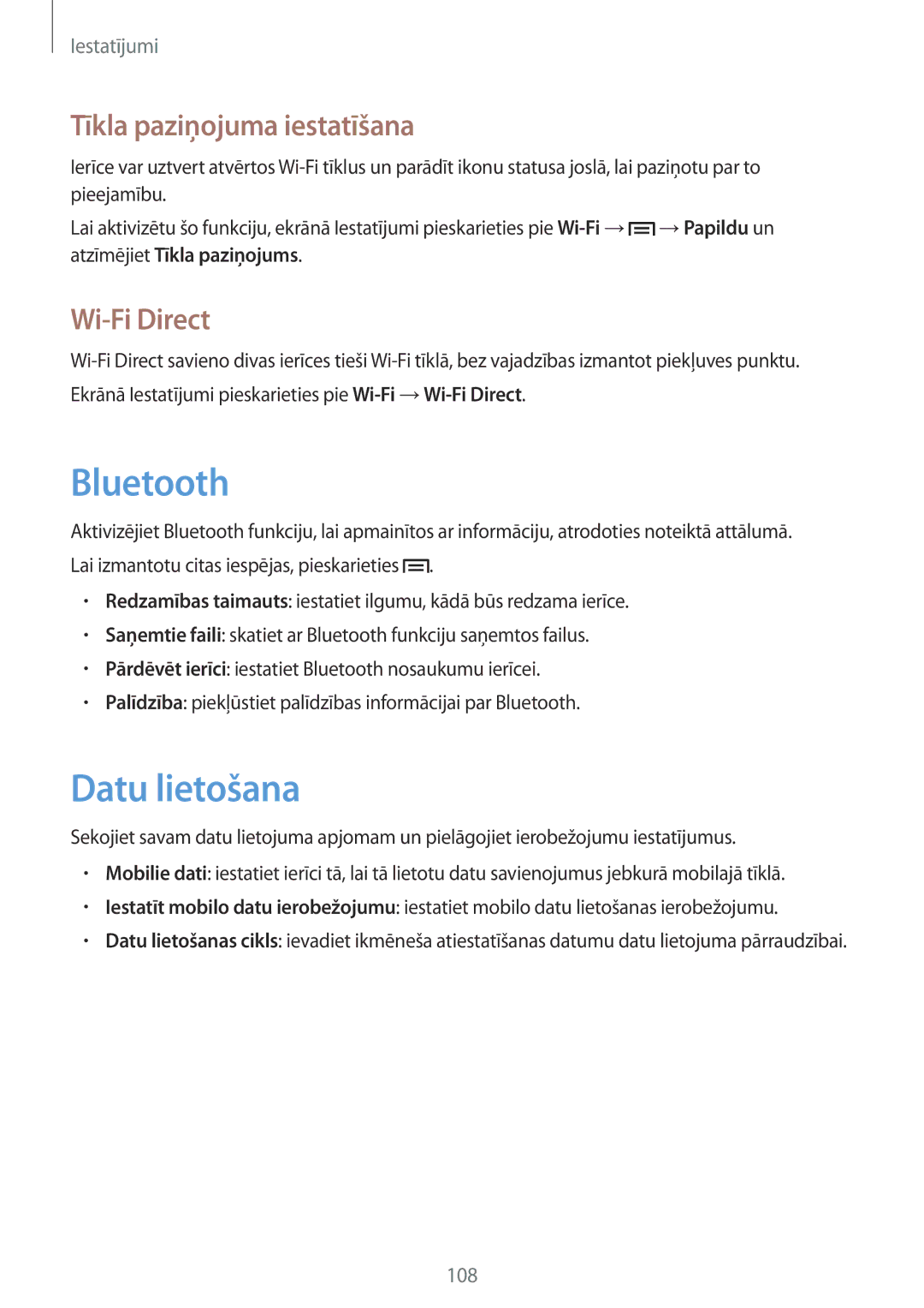 Samsung SM-T3150ZWASEB manual Tīkla paziņojuma iestatīšana 