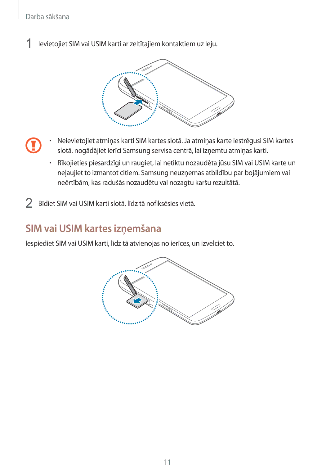 Samsung SM-T3150ZWASEB manual SIM vai Usim kartes izņemšana 