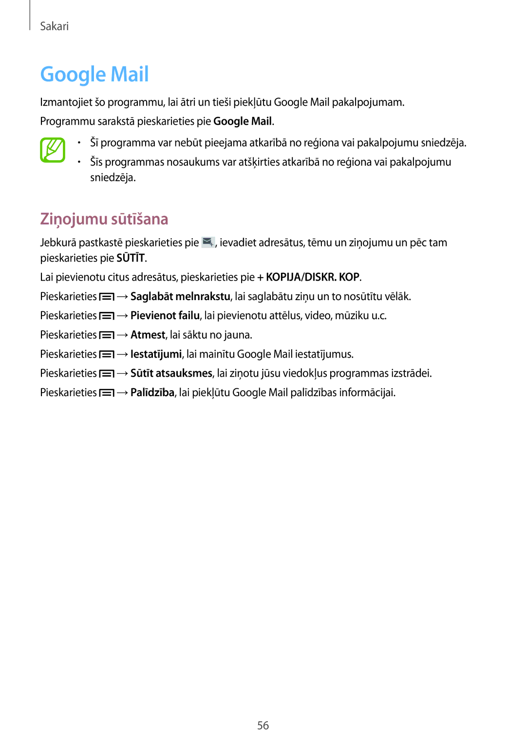 Samsung SM-T3150ZWASEB manual Google Mail 