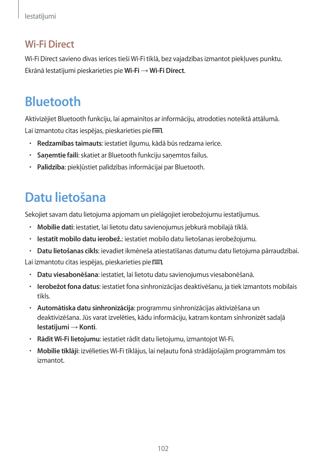 Samsung SM-T3150ZWASEB manual Datu lietošana, Wi-Fi Direct 