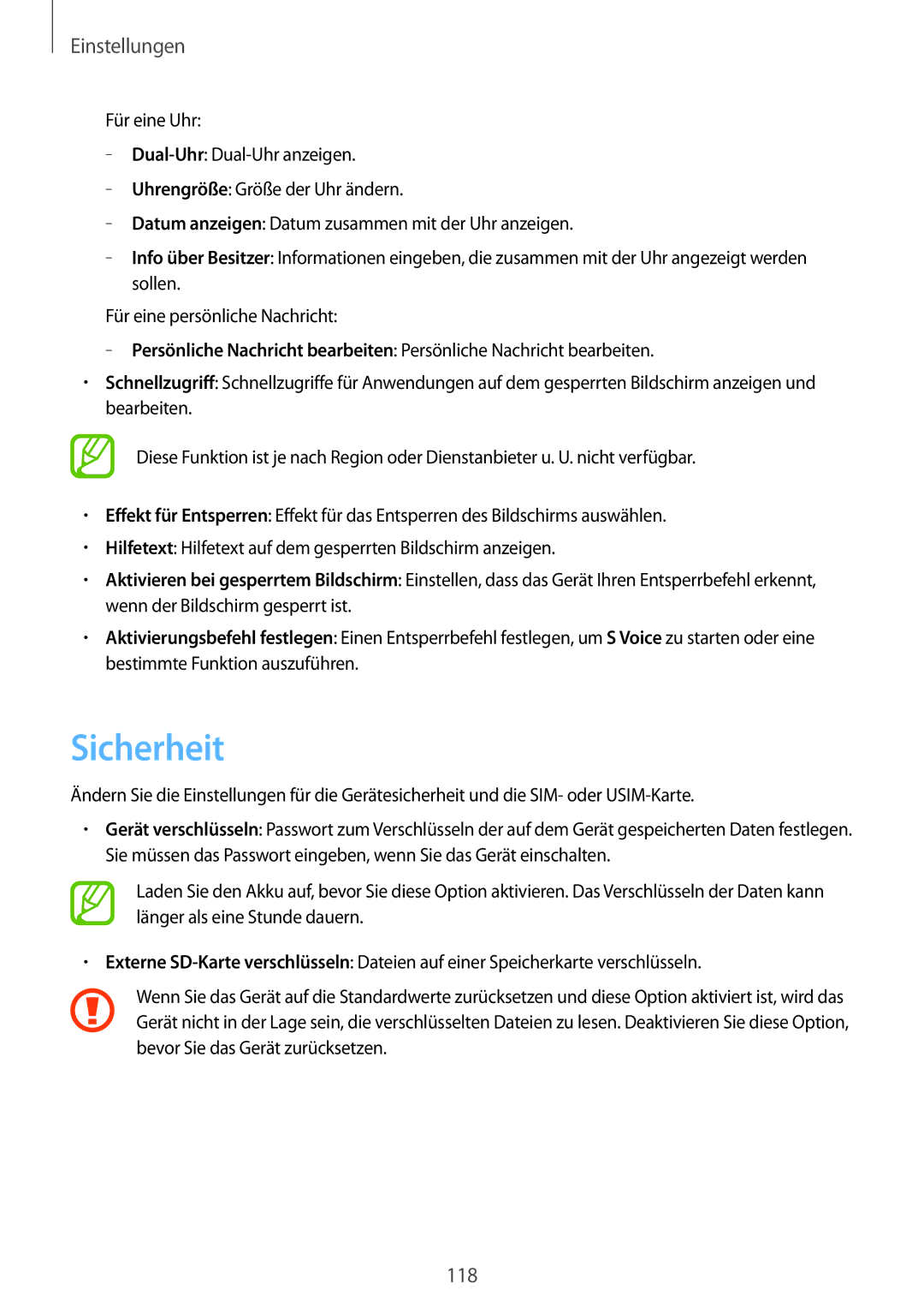 Samsung SM-T3150MKADBT, SM-T3150ZWAVD2, SM-T3150ZWADBT, SM-T3150ZWADTM, SM-T3150ZWABOG manual Sicherheit 