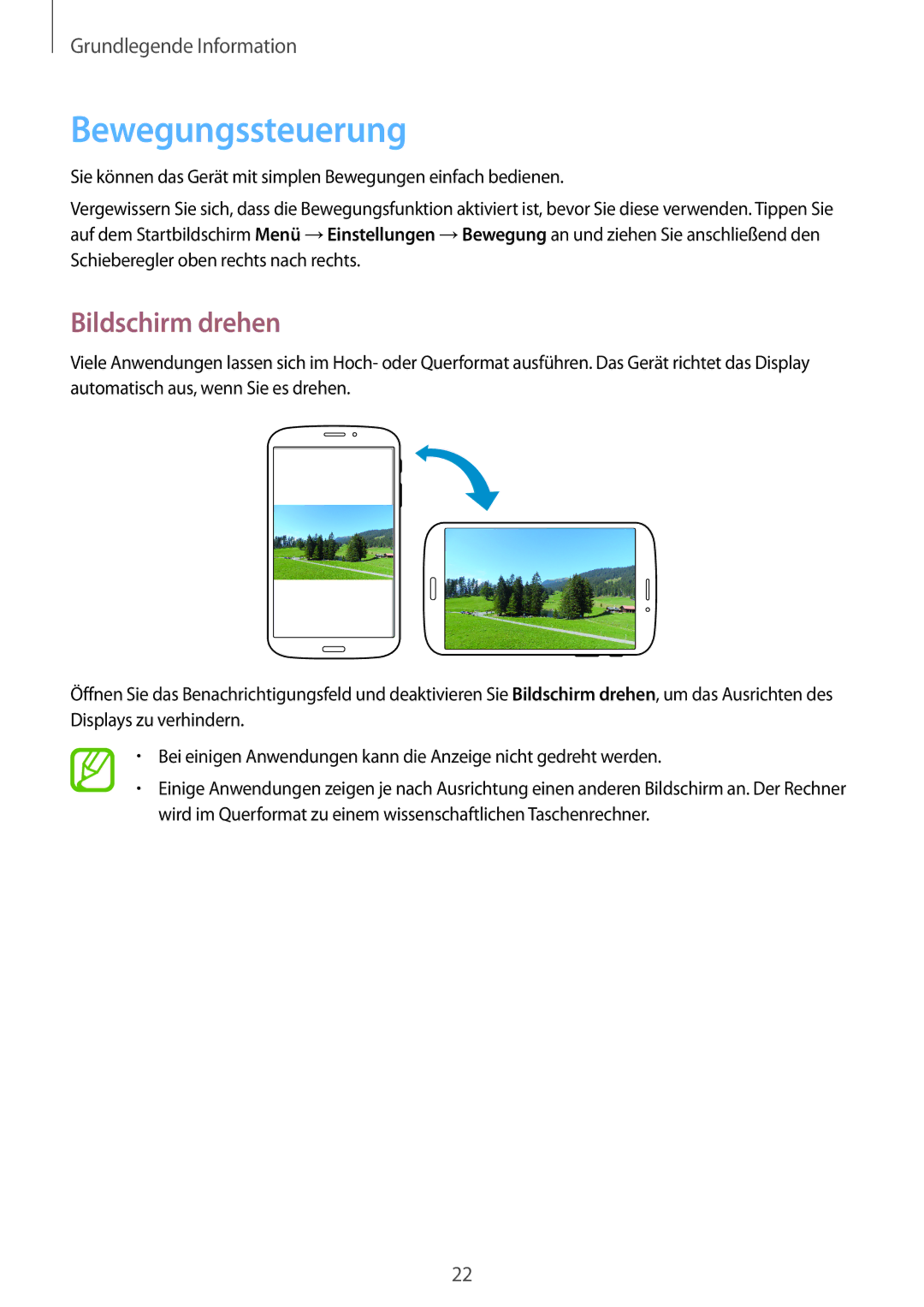 Samsung SM-T3150ZWADTM, SM-T3150ZWAVD2, SM-T3150ZWADBT, SM-T3150MKADBT, SM-T3150ZWABOG Bewegungssteuerung, Bildschirm drehen 