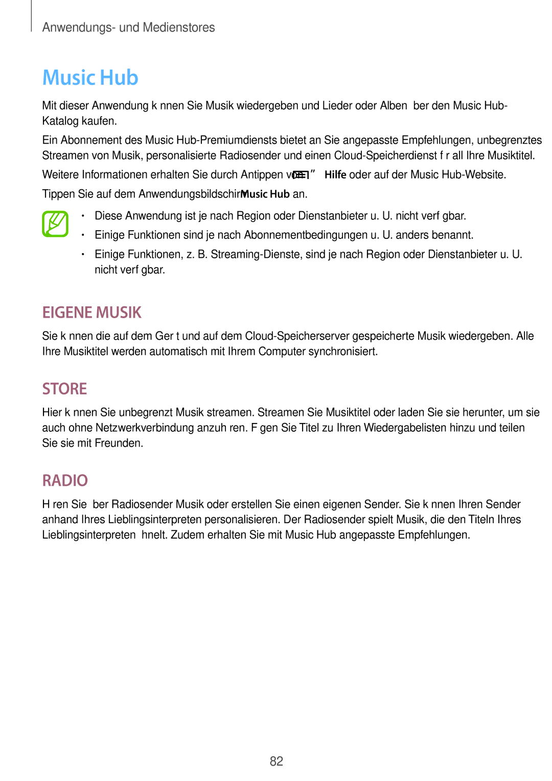 Samsung SM-T3150ZWADTM, SM-T3150ZWAVD2, SM-T3150ZWADBT, SM-T3150MKADBT, SM-T3150ZWABOG manual Music Hub, Eigene Musik 