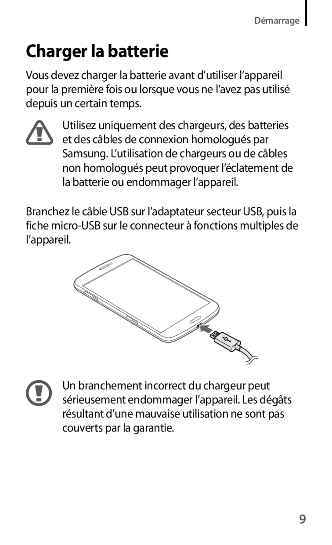 Samsung SM-T3150MKAXEF, SM-T3150ZWAXEF, SM-T3150ZWABOG, SM-T3150MKABOG manual Charger la batterie 