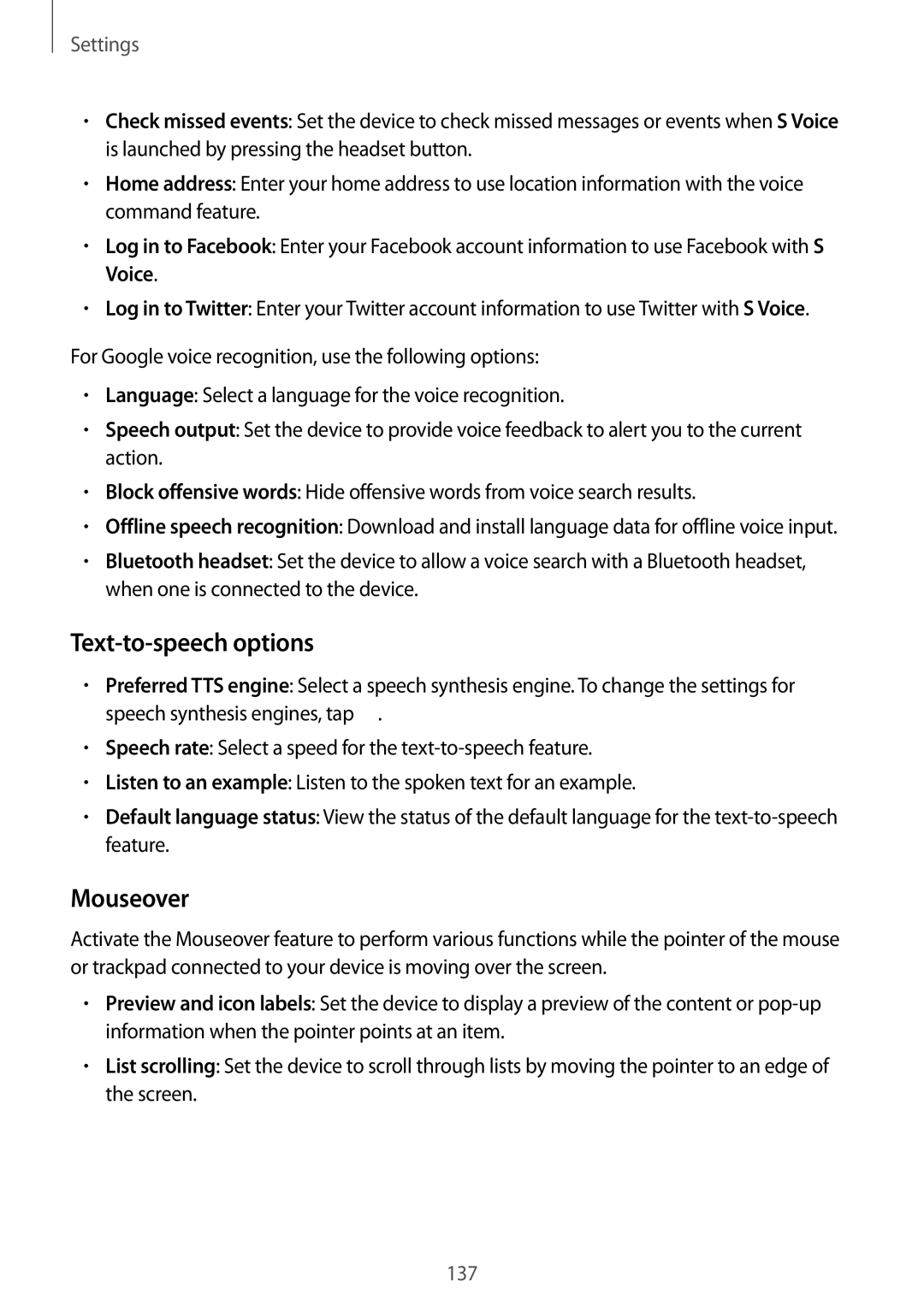 Samsung SM-T320NZWAATO, SM-T320NZKAATO, SM-T320NZKATUR, SM-T320NZWATUR, SM-T320NZKATPH manual Text-to-speech options, Mouseover 