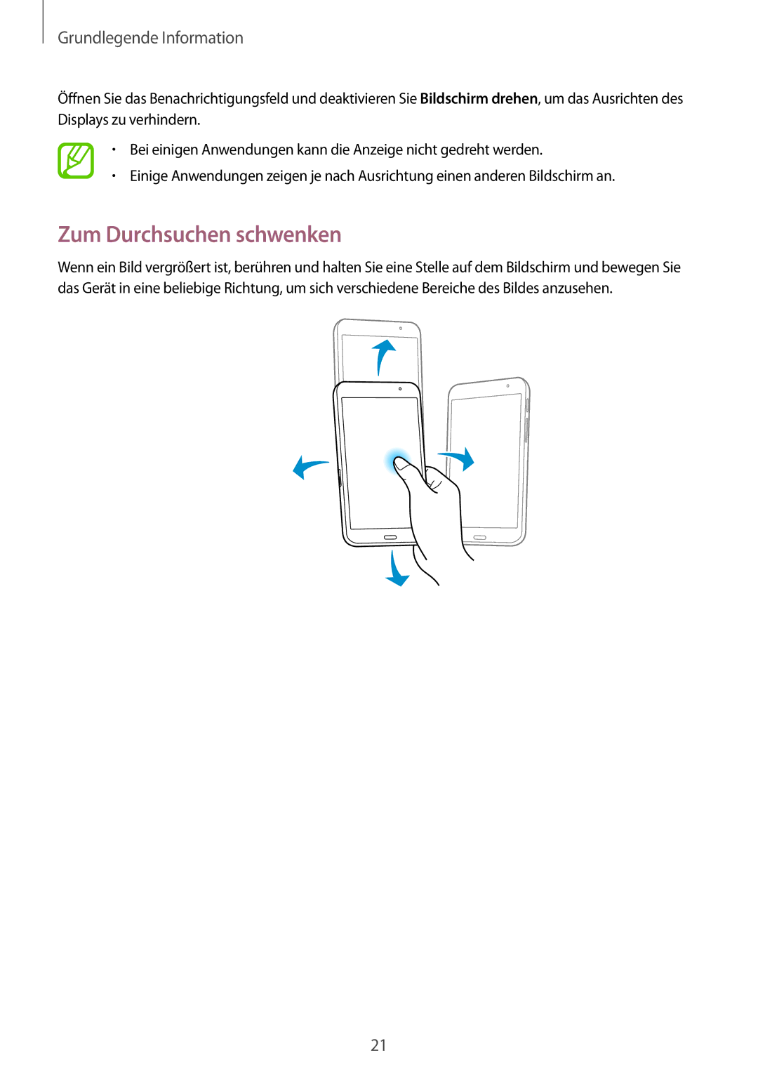 Samsung SM-T320NZKADBT, SM-T320NZKAATO, SM-T320NZKATUR, SM-T320NZWATUR, SM-T320NZKATPH manual Zum Durchsuchen schwenken 