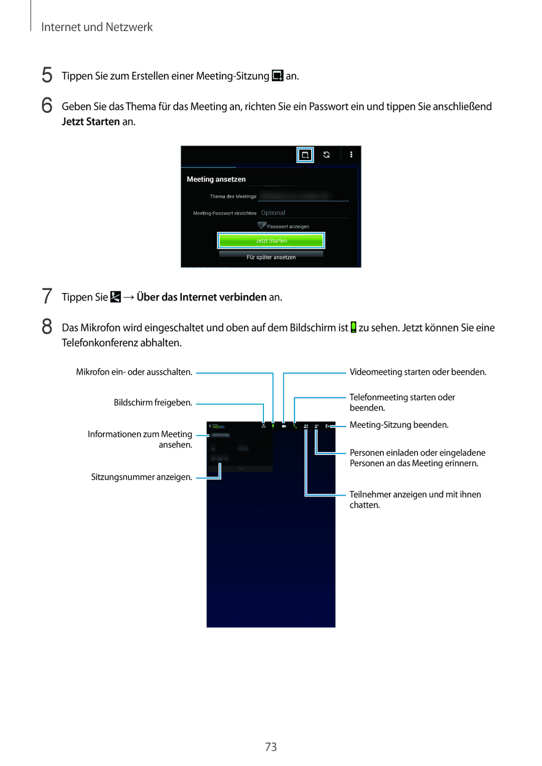 Samsung SM-T320NZKATUR, SM-T320NZKAATO, SM-T320NZWATUR, SM-T320NZKATPH manual Tippen Sie →Über das Internet verbinden an 