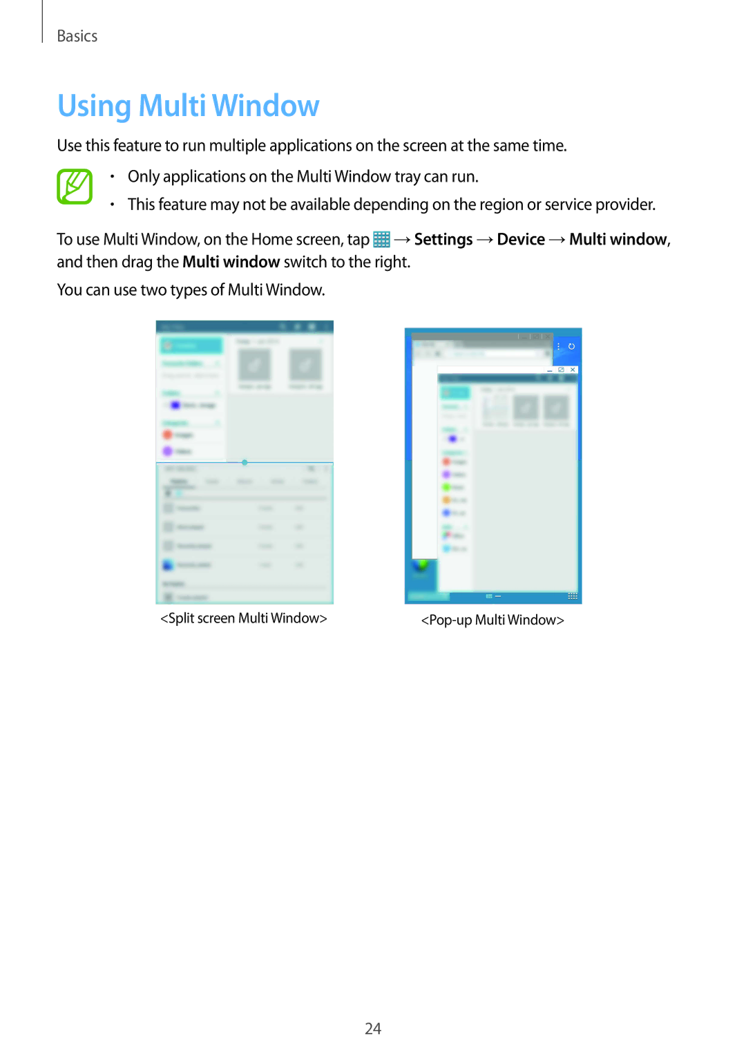Samsung SM-T320NZKAKSA, SM-T320NZWAKSA, SM-T320NZWAEGY, SM-T320NZKAXSG, SM-T320NZWAXSG, SM-T320NZKAEGY manual Using Multi Window 