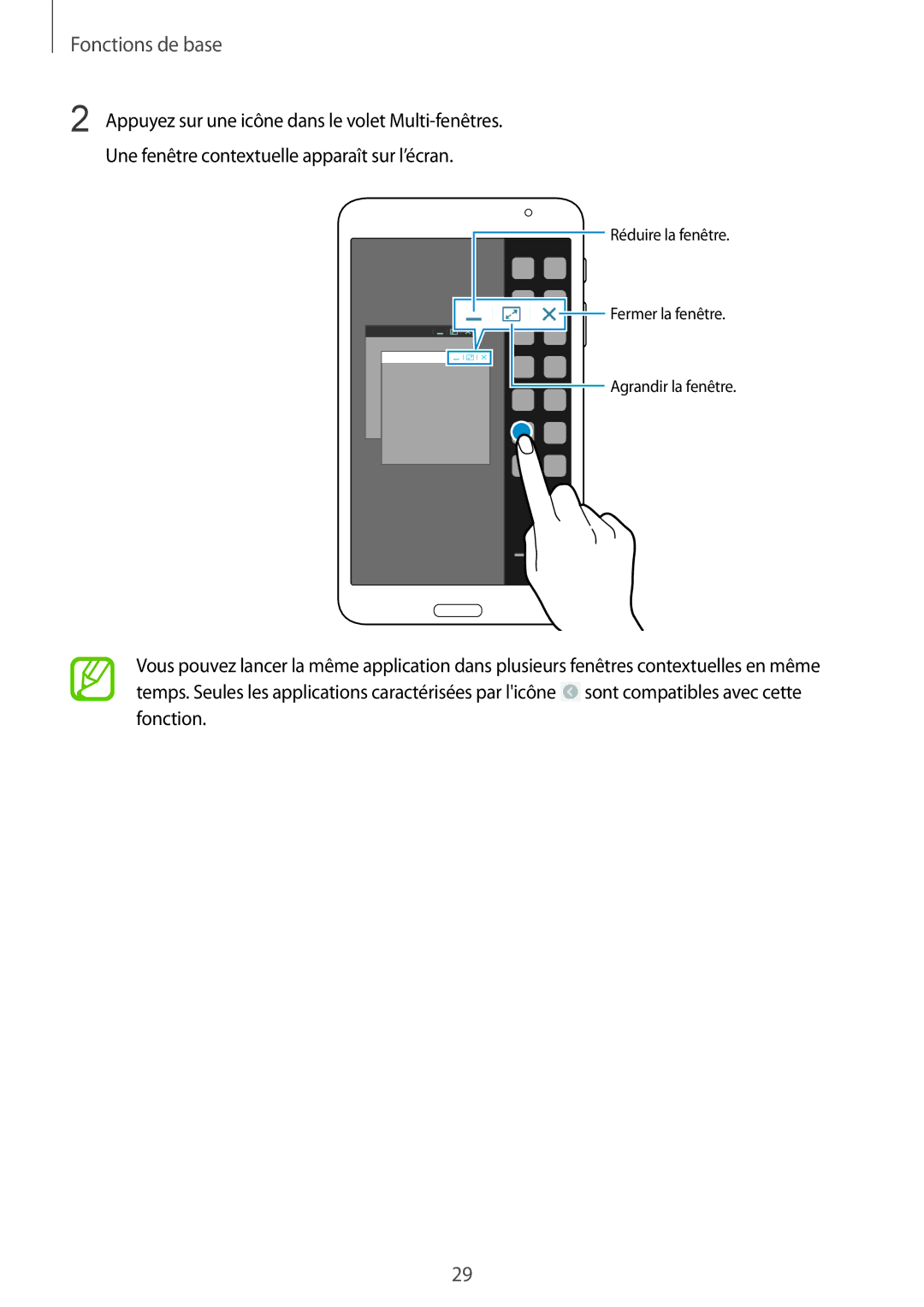 Samsung SM-T320NZWAXEF, SM-T320NZKAXEF, SM-T320XZWAXEF manual Réduire la fenêtre 