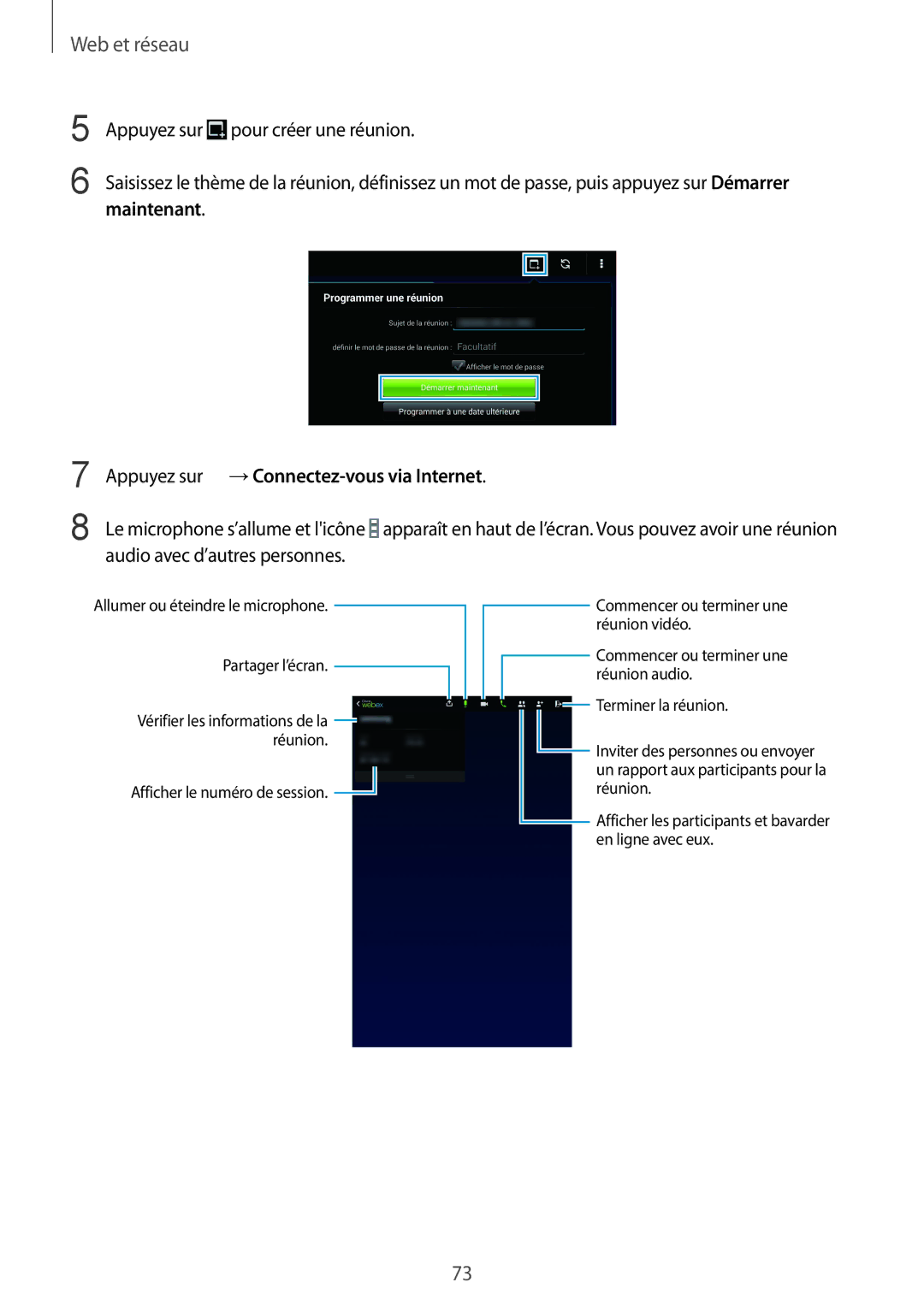 Samsung SM-T320XZWAXEF, SM-T320NZKAXEF, SM-T320NZWAXEF manual Maintenant, Appuyez sur →Connectez-vous via Internet 