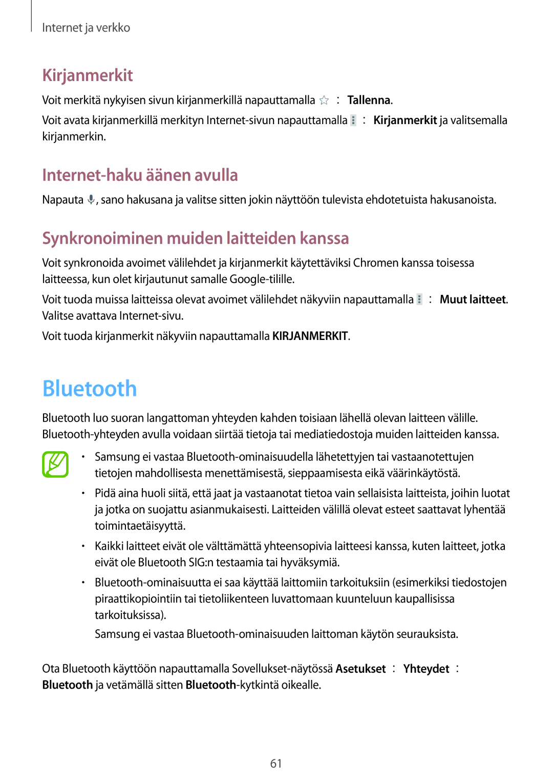 Samsung SM-T320NZKANEE, SM-T320NZKENEE, SM-T320NZWANEE, SM-T320XZWANEE Bluetooth, Synkronoiminen muiden laitteiden kanssa 