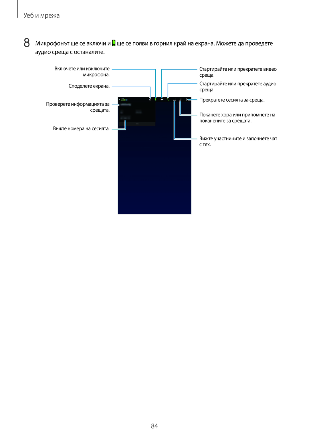 Samsung SM-T325NZKABGL, SM-T325NZWABGL manual Споделете екрана 