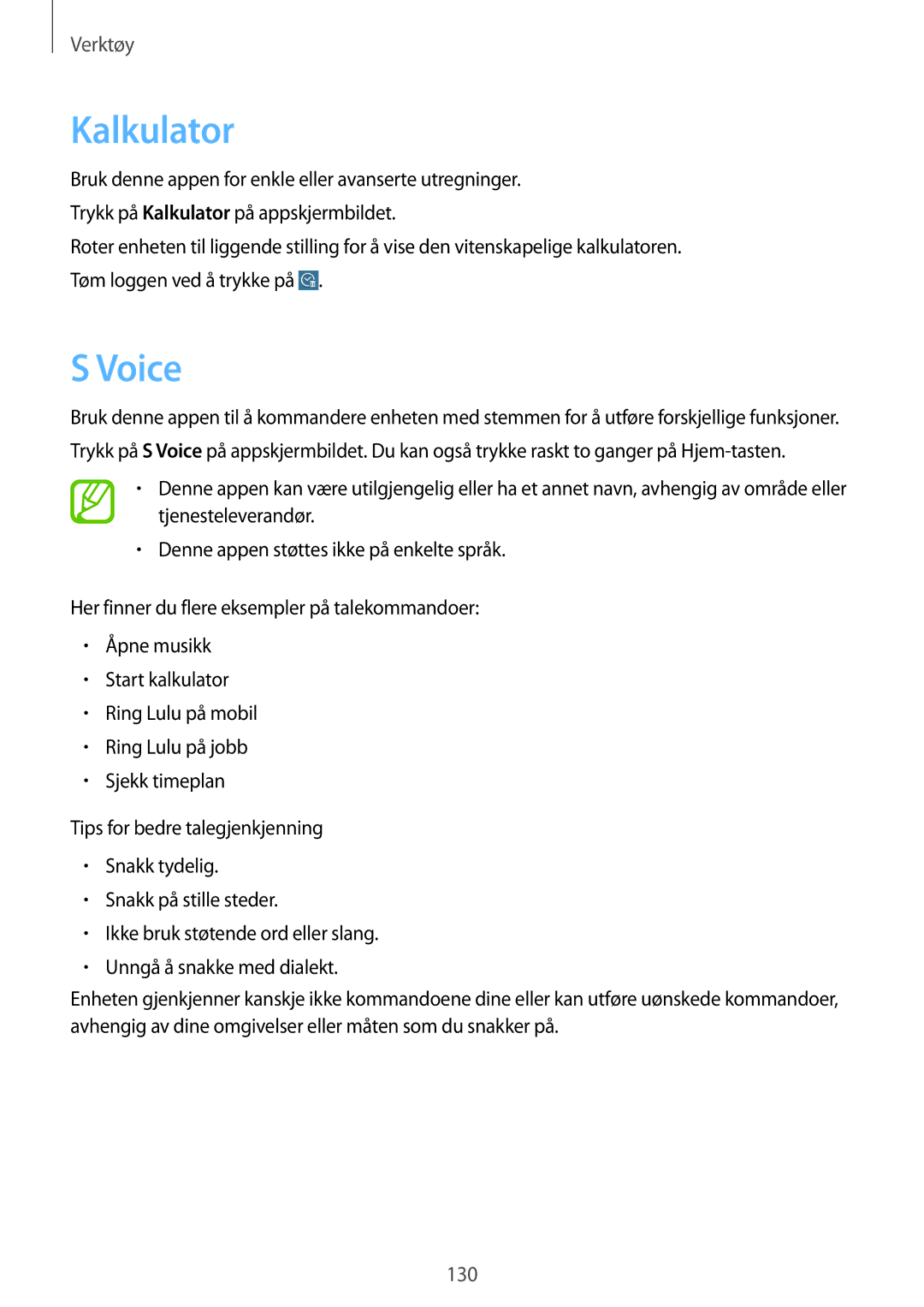 Samsung SM-T325NZWENEE, SM-T325NZKANEE, SM-T325NZWANEE manual Kalkulator, Voice 