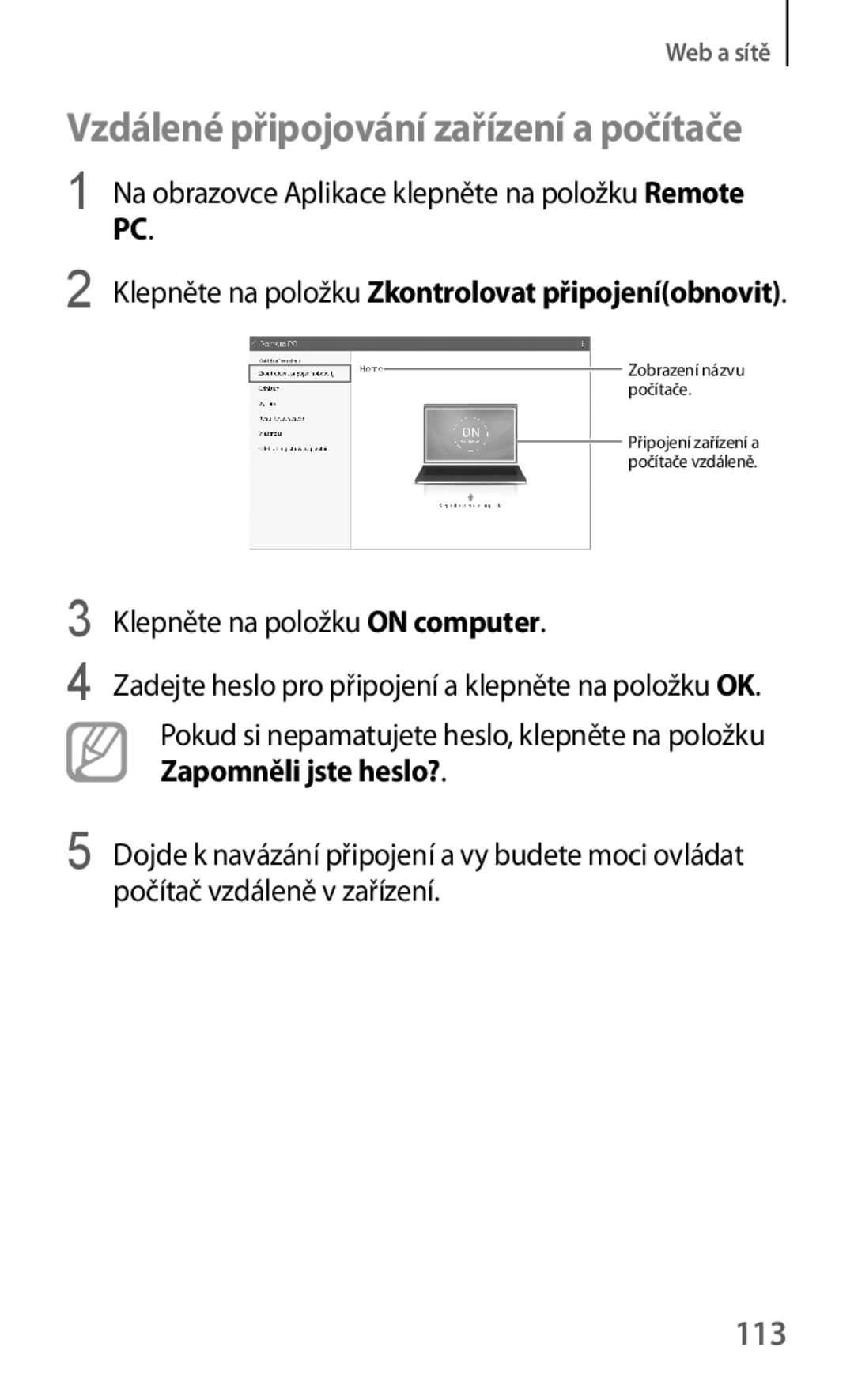 Samsung SM-T325NZWAXEZ, SM-T325NZKAXEZ, SM-T325NZKAXEO manual 113, Klepněte na položku on computer 