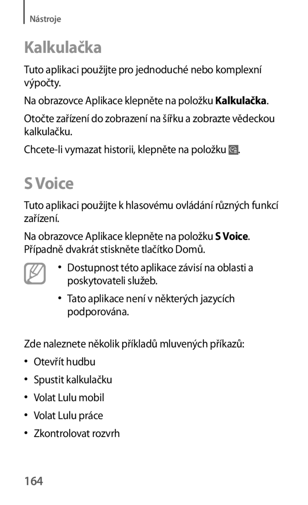 Samsung SM-T325NZWAXEZ, SM-T325NZKAXEZ, SM-T325NZKAXEO manual Kalkulačka, Voice, 164 