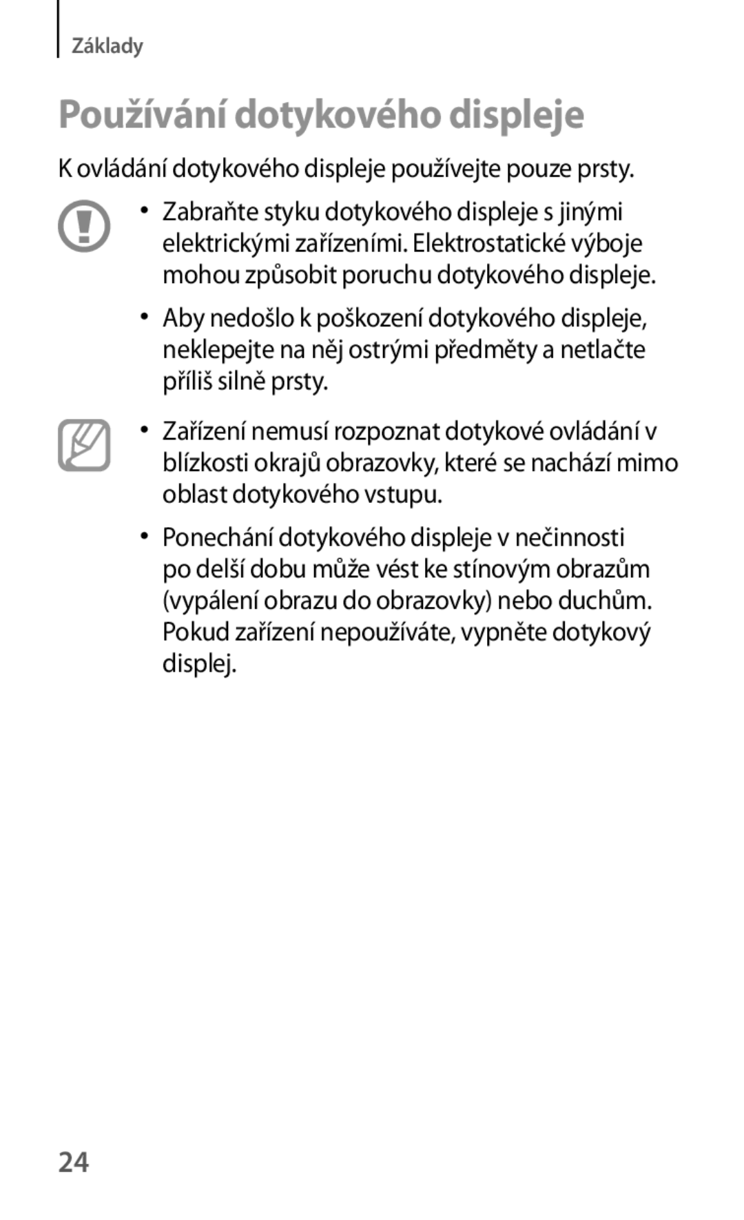 Samsung SM-T325NZKAXEZ, SM-T325NZKAXEO, SM-T325NZWAXEZ manual Používání dotykového displeje 