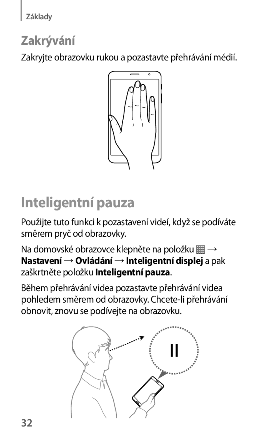 Samsung SM-T325NZWAXEZ, SM-T325NZKAXEZ, SM-T325NZKAXEO manual Inteligentní pauza, Zakrývání 