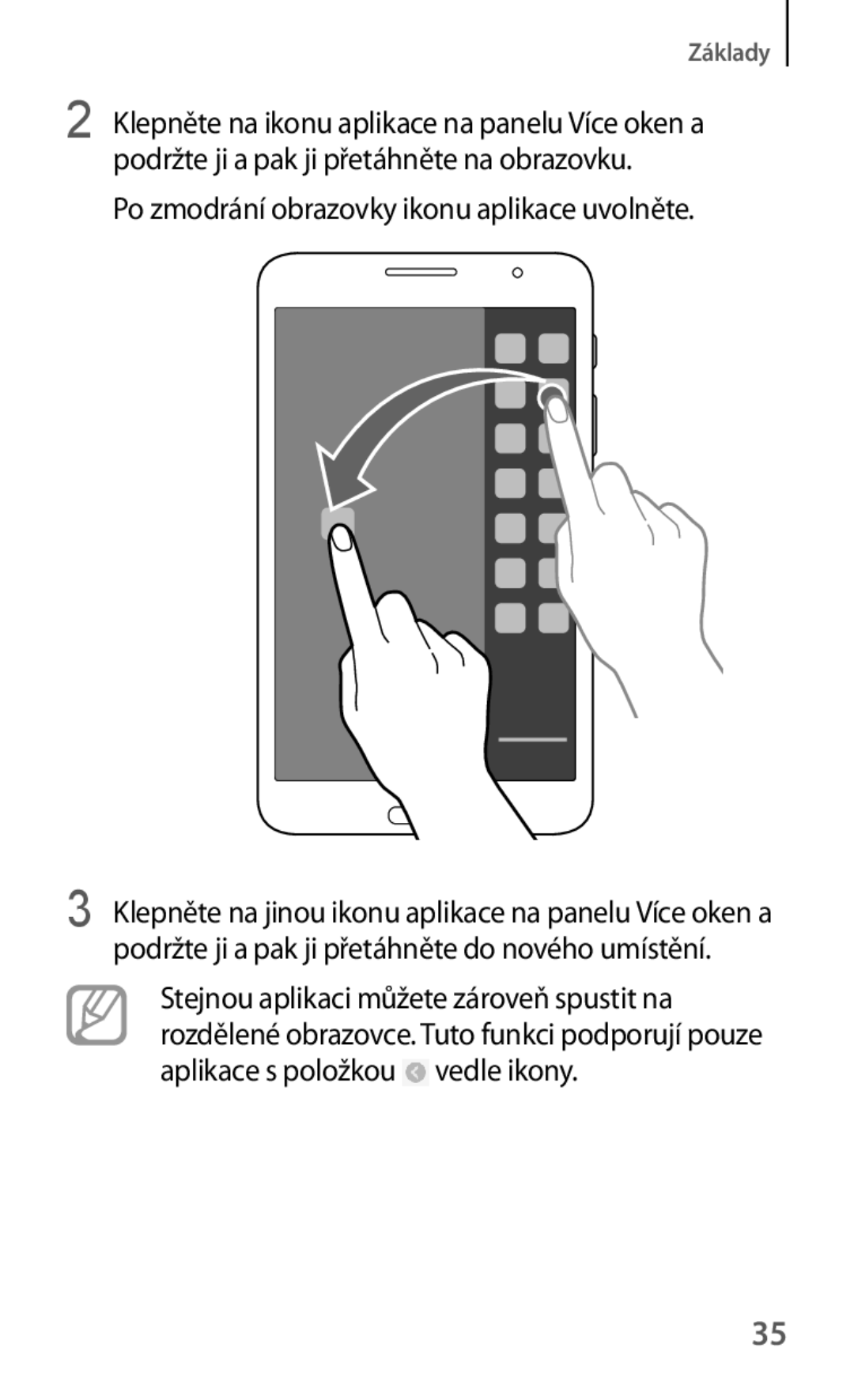 Samsung SM-T325NZWAXEZ, SM-T325NZKAXEZ, SM-T325NZKAXEO manual Po zmodrání obrazovky ikonu aplikace uvolněte 