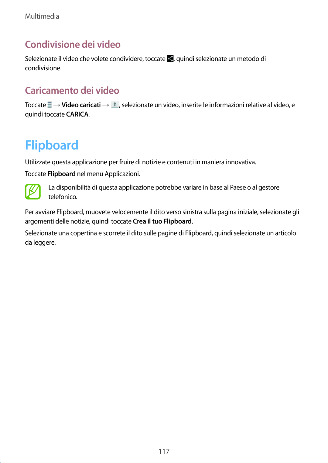 Samsung SM-T325NZWADBT, SM-T325NZWAITV, SM-T325NZWAXEO manual Flipboard, Caricamento dei video 