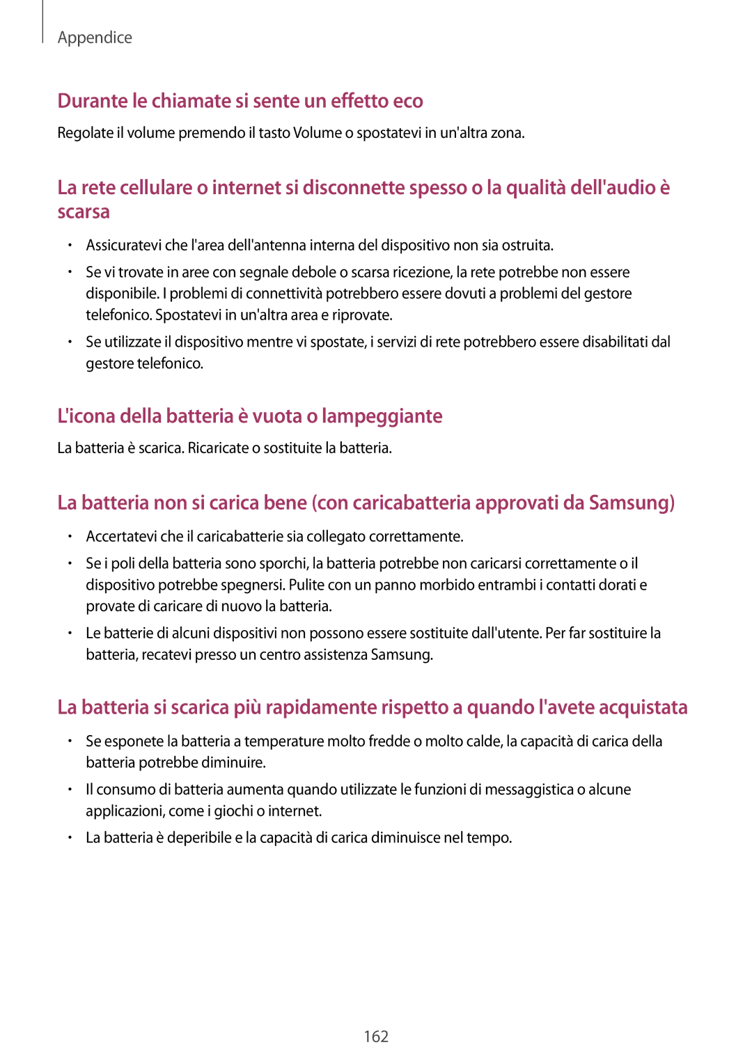 Samsung SM-T325NZWADBT, SM-T325NZWAITV, SM-T325NZWAXEO manual Durante le chiamate si sente un effetto eco 