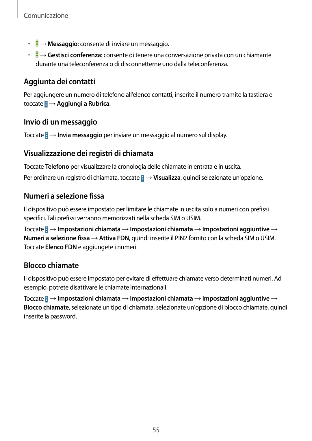 Samsung SM-T325NZWAITV manual Aggiunta dei contatti, Invio di un messaggio, Visualizzazione dei registri di chiamata 