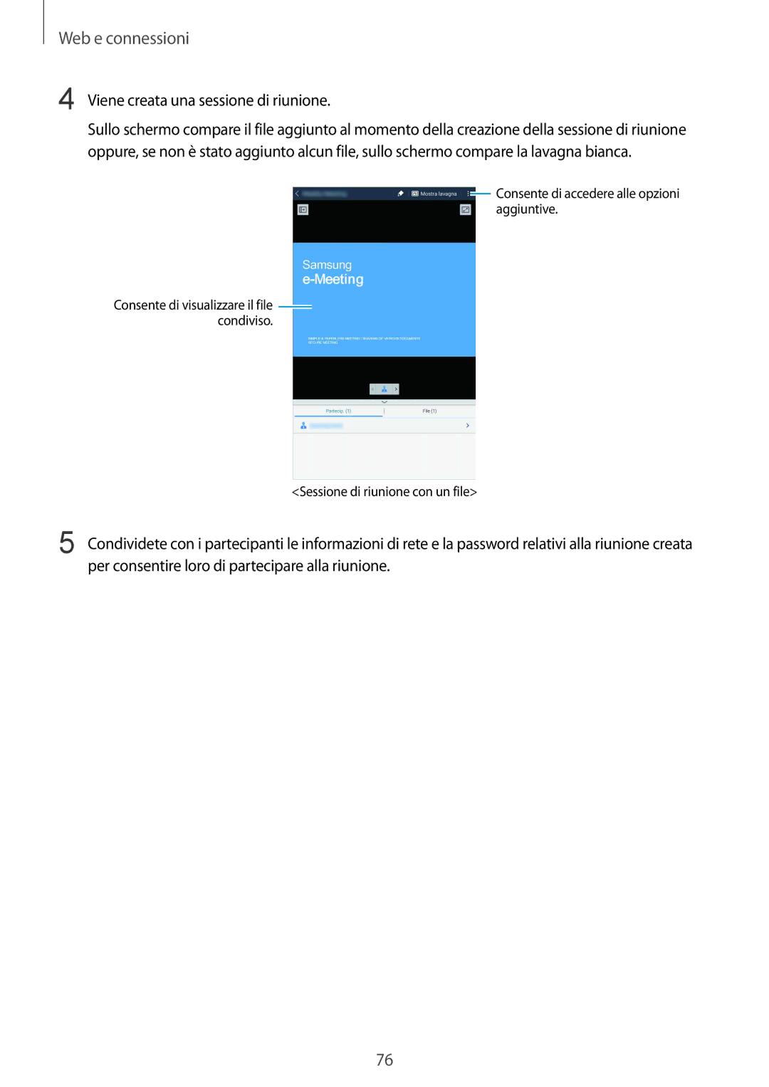 Samsung SM-T325NZWAITV, SM-T325NZWADBT, SM-T325NZWAXEO manual Viene creata una sessione di riunione 