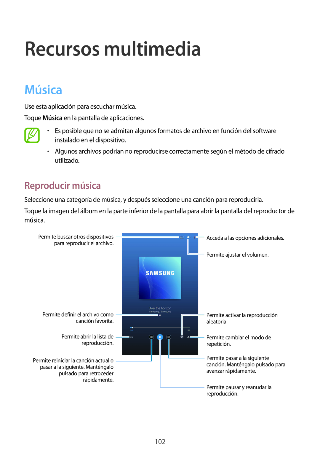 Samsung SM-T325NZWAPHE, SM-T325NZKAPHE manual Música, Reproducir música 