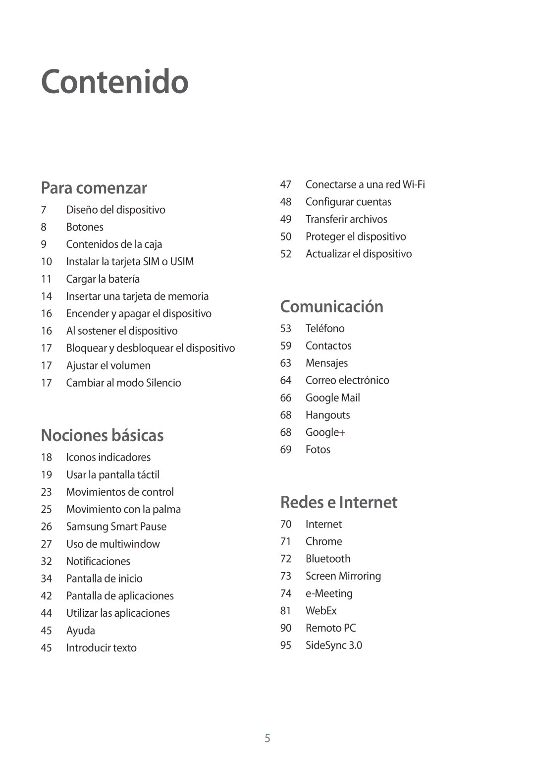 Samsung SM-T325NZKAPHE, SM-T325NZWAPHE manual Contenido 