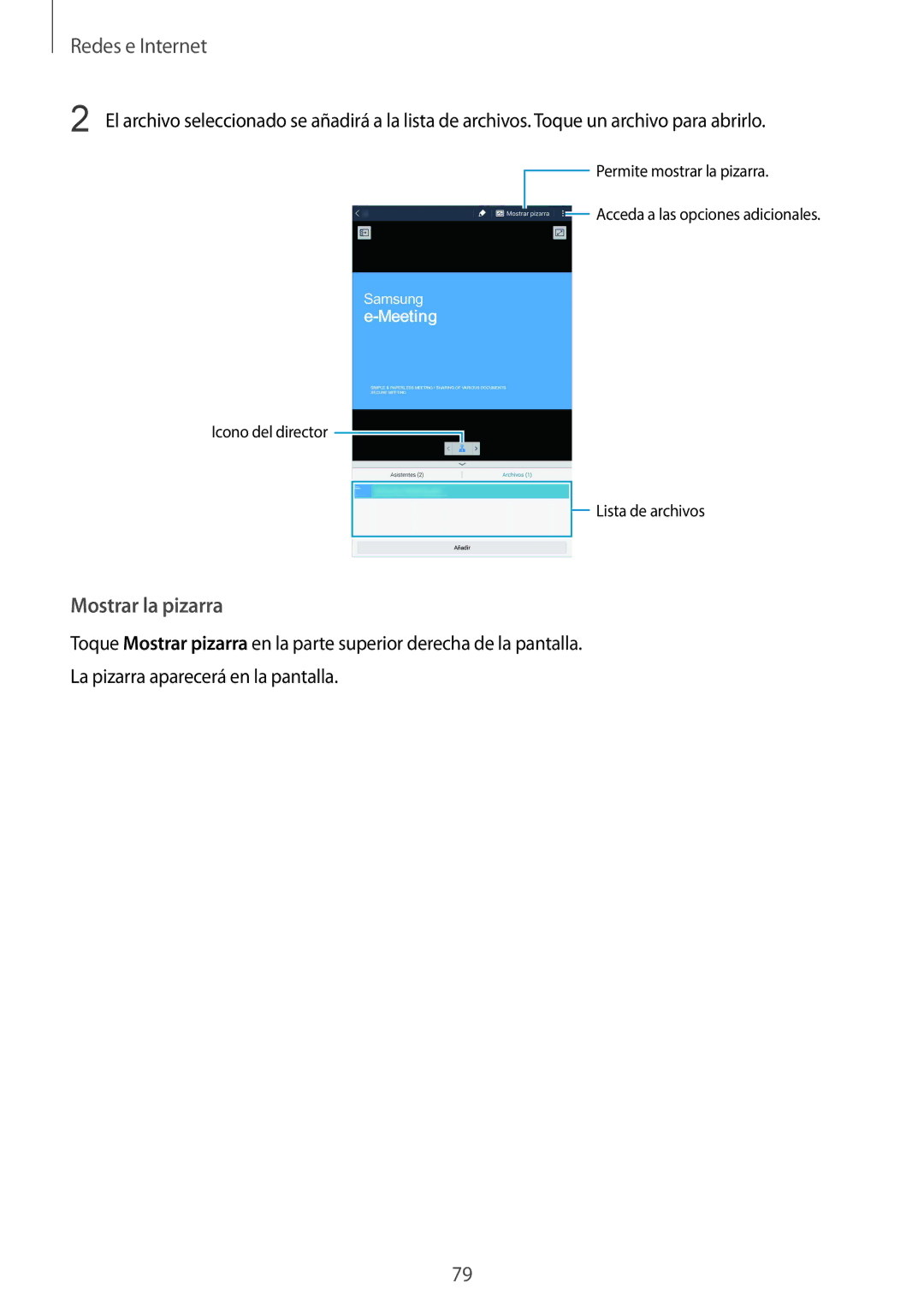 Samsung SM-T325NZKAPHE, SM-T325NZWAPHE manual Mostrar la pizarra 