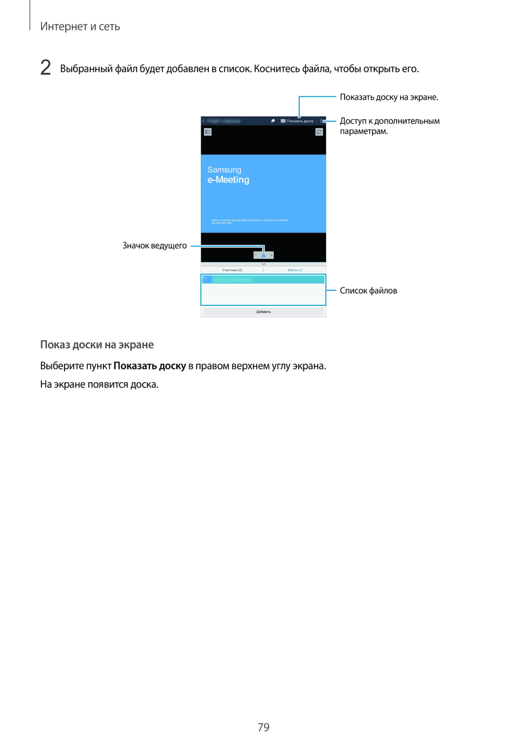 Samsung SM-T325NZKASER, SM-T325NZWASER manual Показ доски на экране 