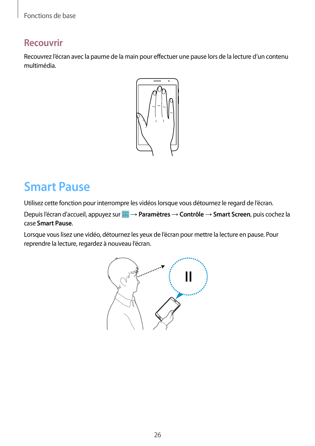 Samsung SM-T325NZWAXEF manual Smart Pause, Recouvrir 