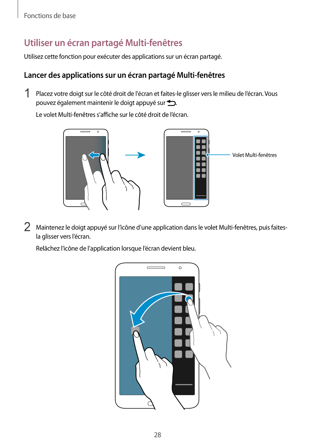 Samsung SM-T325NZWAXEF manual Utiliser un écran partagé Multi-fenêtres 