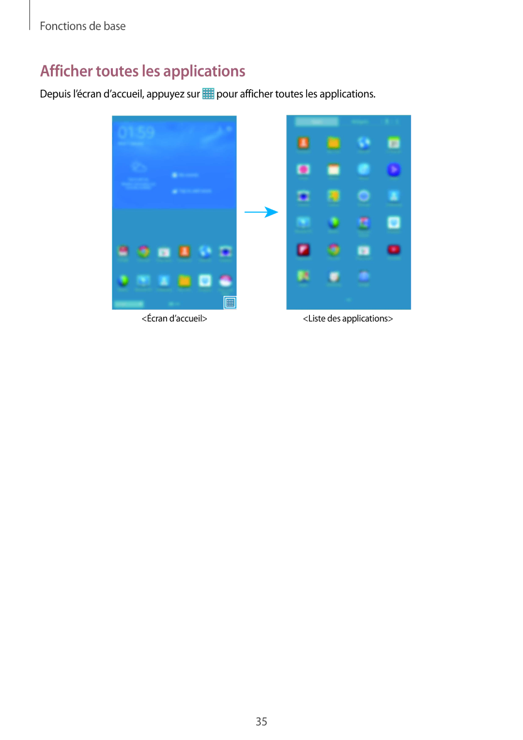 Samsung SM-T325NZWAXEF manual Afficher toutes les applications 