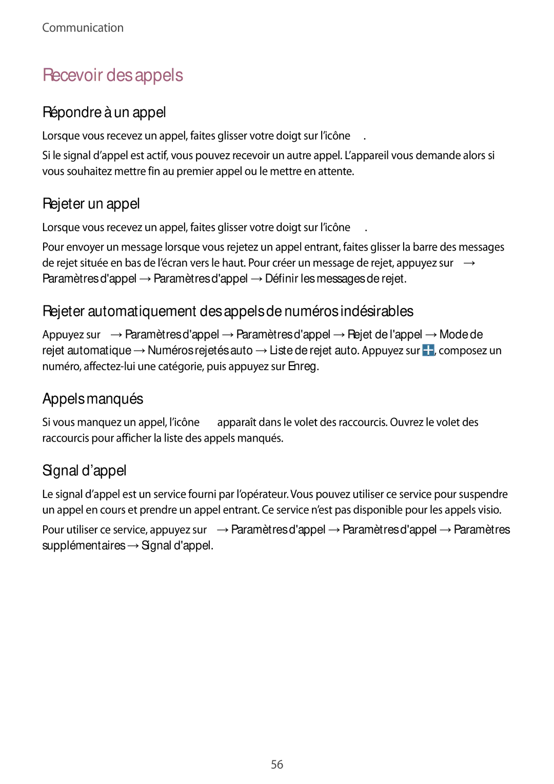 Samsung SM-T325NZWAXEF manual Recevoir des appels 