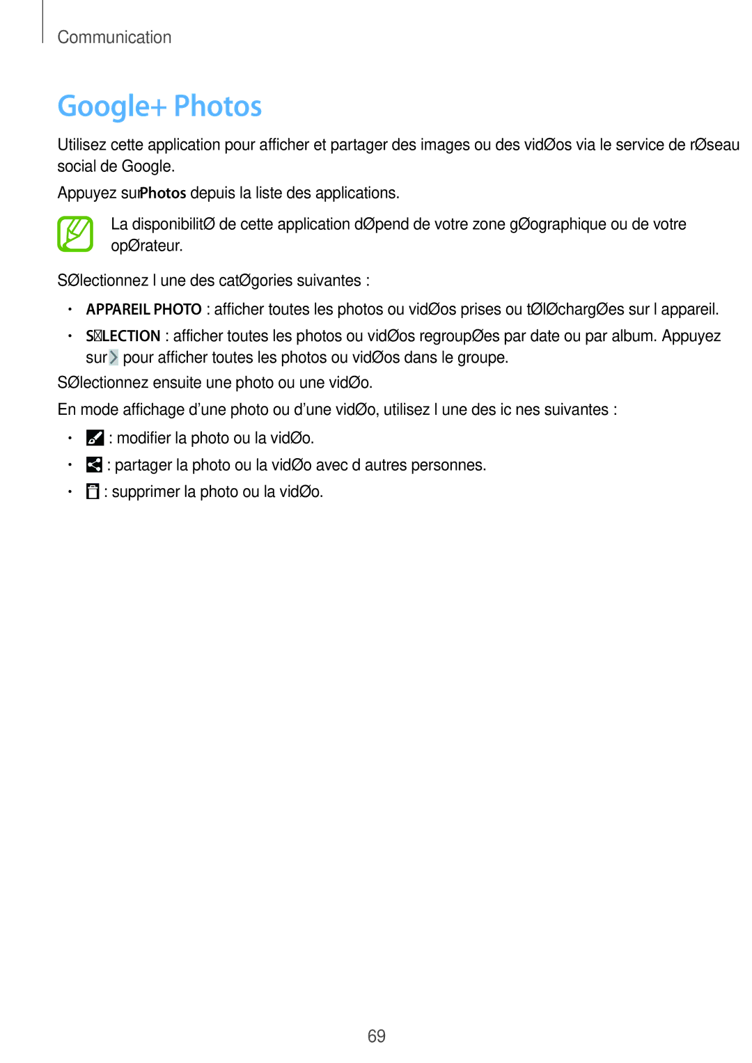 Samsung SM-T325NZWAXEF manual Google+ Photos 